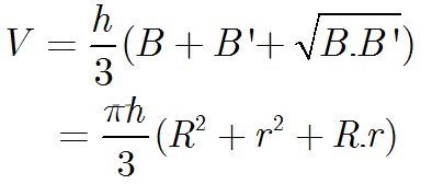 Công thức tính the tích hình nón cụt