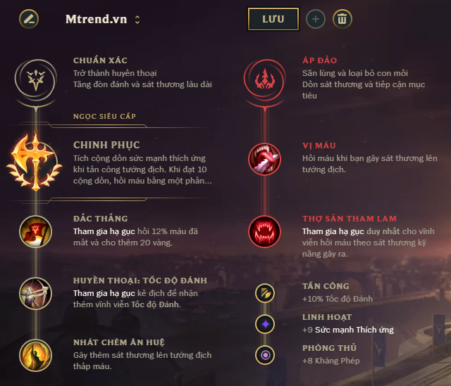 Bảng bổ trợ Yasuo Mid
