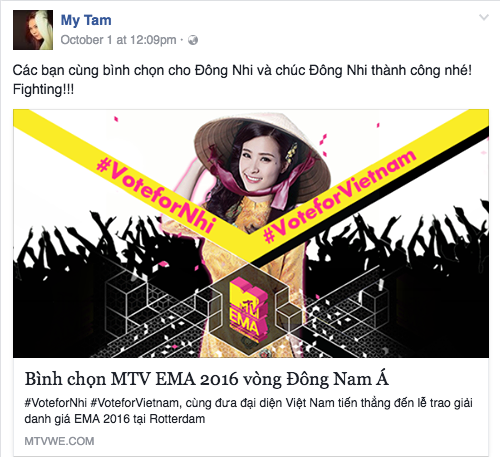 Mỹ Tâm, Hồ Hà kêu gọi bình chọn cho Đông Nhi ở MTV EMA 2016 1 tam ho ha keu goi binh chon cho dong nhi o mtv ema 2016