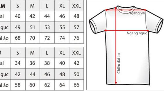 Bảng size áo sơ mi nam chuẩn