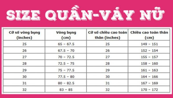 chọn size quần