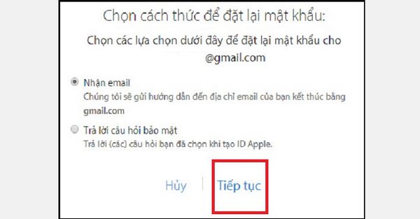 cach lay lai mat khau icloud bang email 2