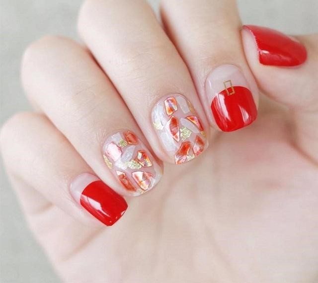 Nail xà cừ tông đỏ đẹp mắt