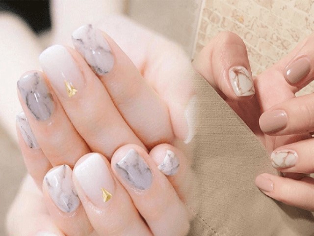 Làm nail kiểu họa tiết vân đá đầy ấn tượng